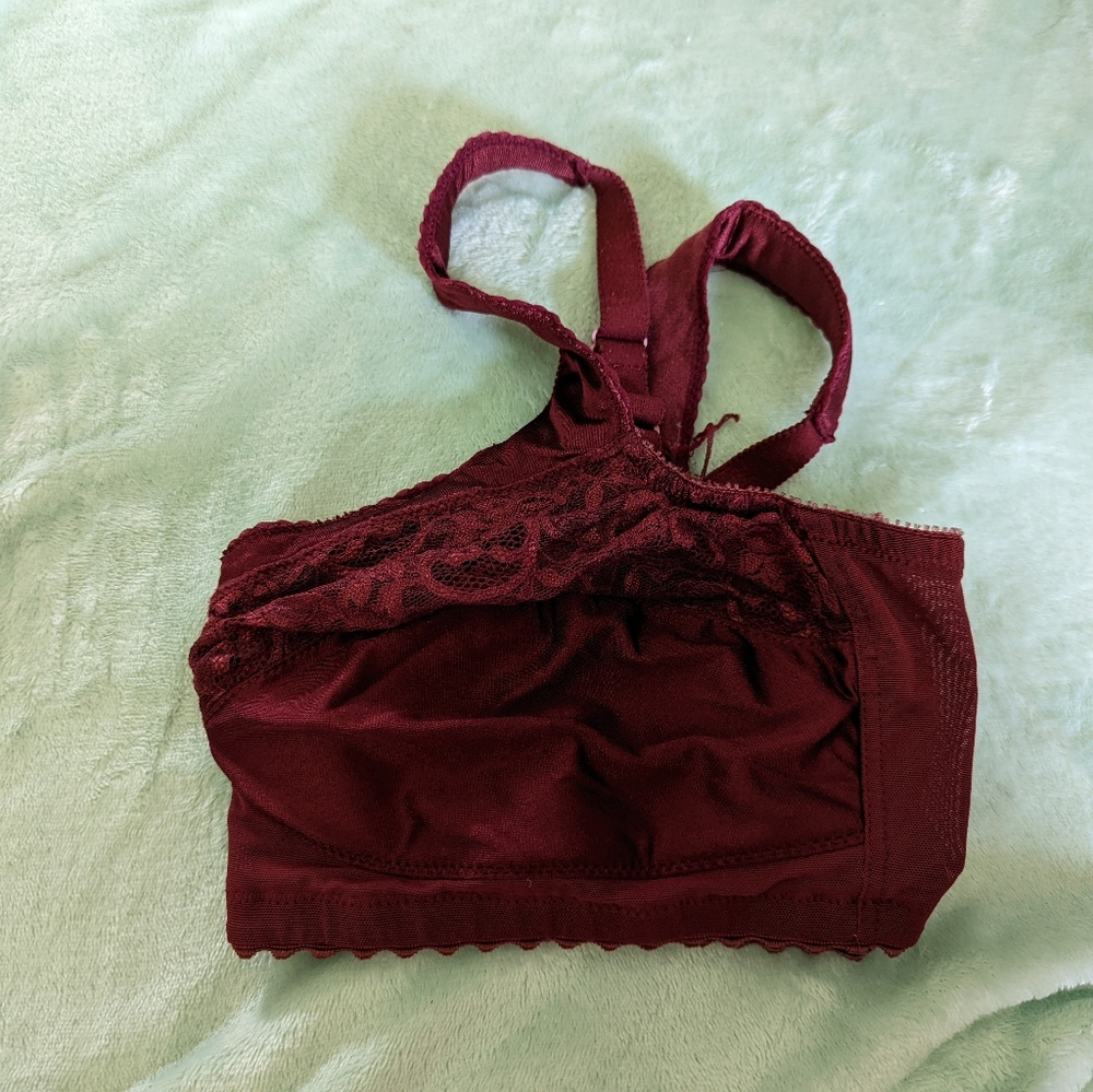 Burgundy lace bra